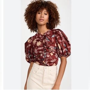 Ulla Johnson Burgundy Floral Top